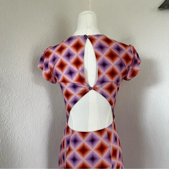 Olivaceous Geometric Midi Open Back Slip Dress Size M NWT - Picture 5 of 7